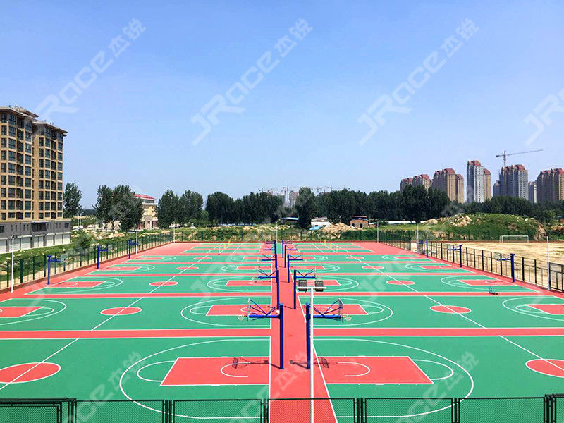 Full Silicone Material Tennis Sport Court Flooring In Blue Color All Weather Resistance